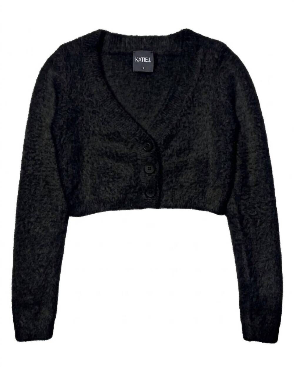 NEW KATIE J NYC girl's mara fuzzy cardigan in black